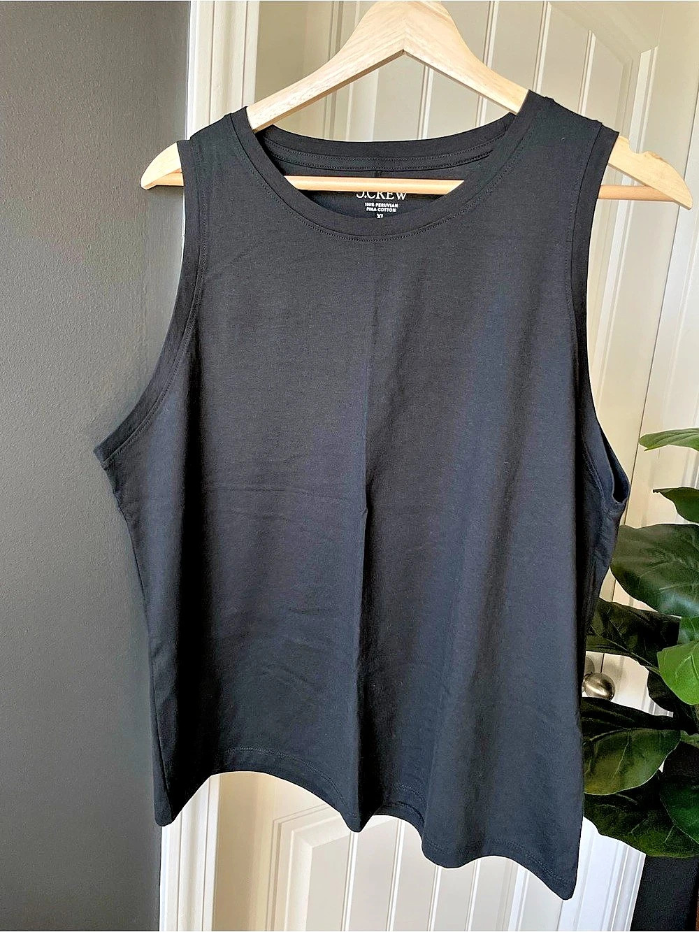 J.CREW Pima Cotton Scoopneck Tank Top Black Women’s Size XL
